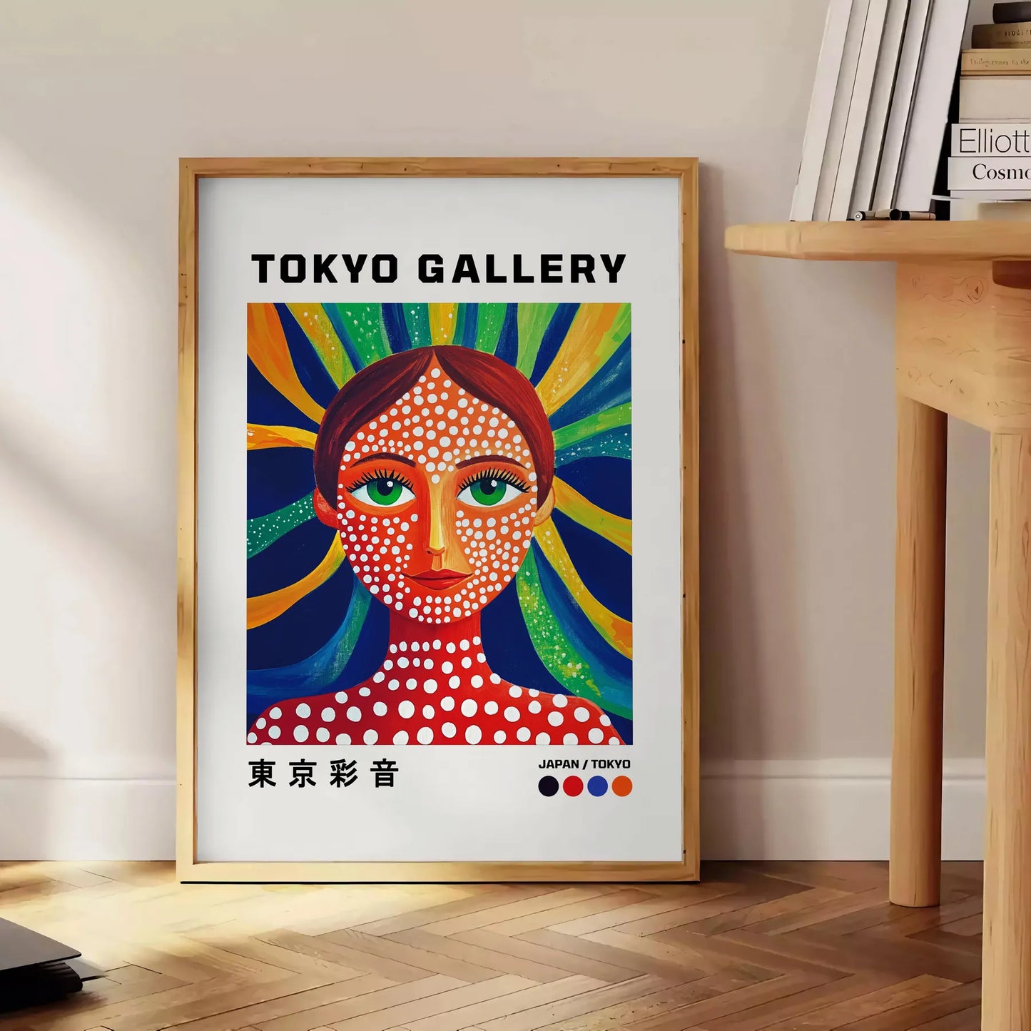 captivating Woman Yayoi Kusama 5 poster bold red blue hues contemporary art life artistic piece creativity inspiration perfect space sizes A4 cm A0