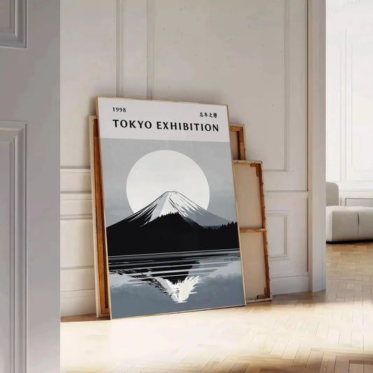 serene beauty Japan Mount Fuji poster gray blue hues exquisite art piece space iconic landscapes A4 cm A0 sizes