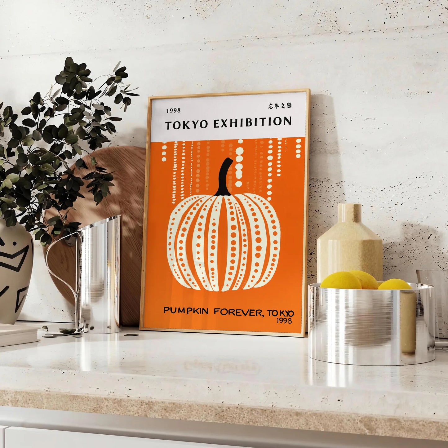 mesmerizing world Yayoi Kusama Pumpkin Forever poster vibrant green black hues eye artwork iconic style art lovers space sizes A4 cm A0