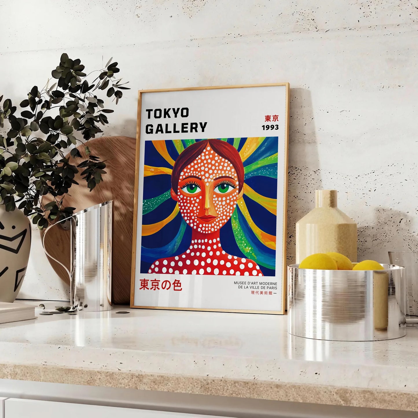 vibrant essence Yayoi Kusama Woman 3 poster red blue hues captivating artwork splash creativity space unframed version stunning