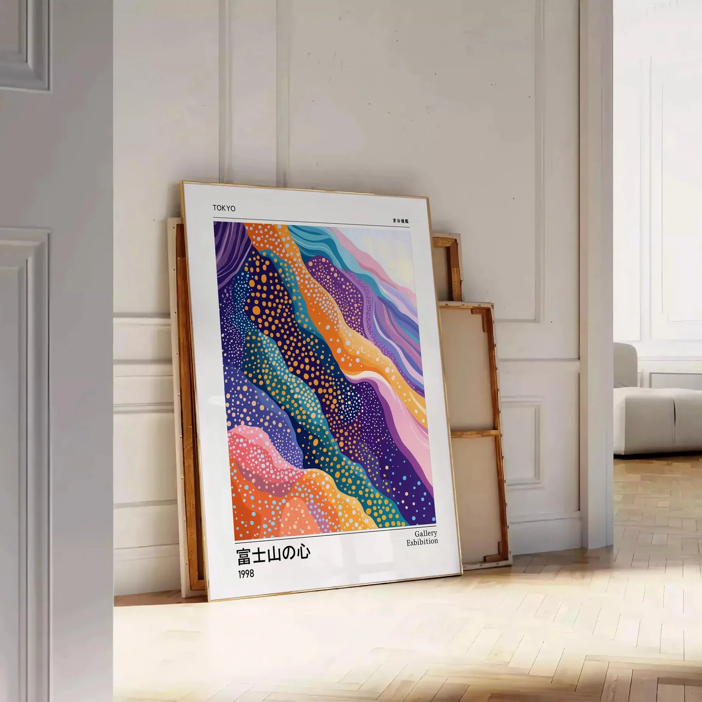 elegance Japan Mount Fuji poster serene gray blue hues touch tranquility space art lovers enthusiasts various dimensions A4 cm A0