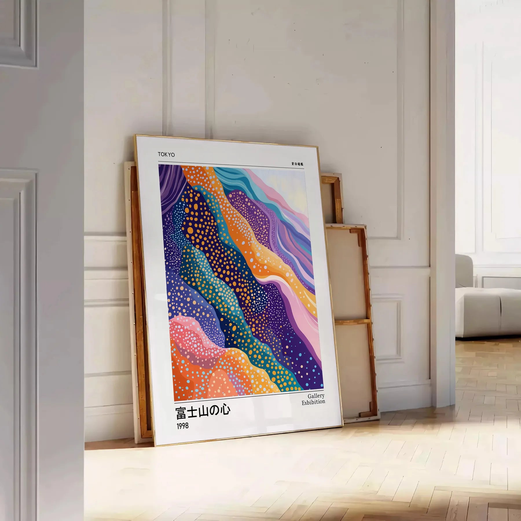 elegance Japan Mount Fuji poster serene gray blue hues touch tranquility space art lovers enthusiasts various dimensions A4 cm A0