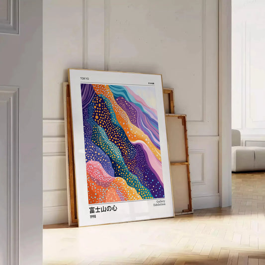 elegance Japan Mount Fuji poster serene gray blue hues touch tranquility space art lovers enthusiasts various dimensions A4 cm A0