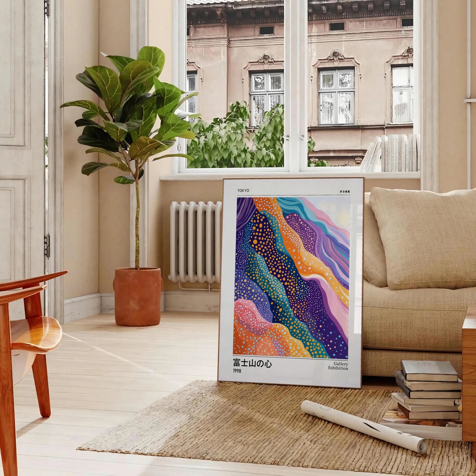 elegance Japan Mount Fuji poster serene gray blue hues touch tranquility space art lovers enthusiasts various dimensions A4 cm A0